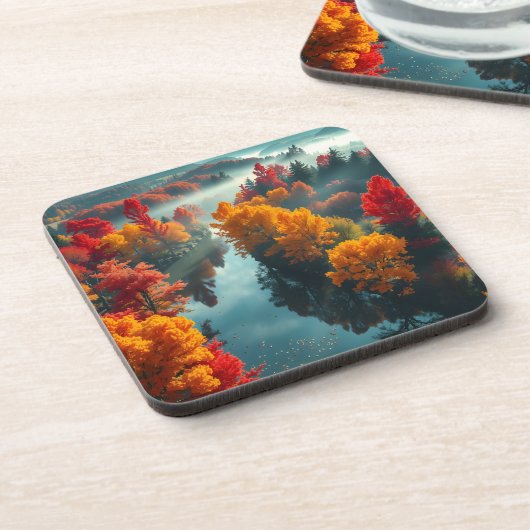 Dessous-de-verre Serene River Shore Reflection Nature Art  (Côté gauche)