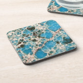 Dessous-de-verre Série Gemstone - Mosaïque Turquoise (Côté gauche)