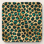 Dessous-de-verre Série Teal et Or Léopard Design 14 (Devant)