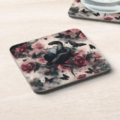 Dessous-de-verre Serpent Enveloppé Autour Du Coeur Avec Roses (Côté gauche)