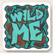 Dessous-de-verre Serpent Wild Me Impression Brown et Turquoise (Devant)