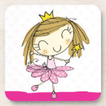 Dessous-de-verre ♥ SET OF 6 COASTERS ♥ Cute Pink Princess Ballet<br><div class="desc">Fab set of 6 Cork Coasters</div>