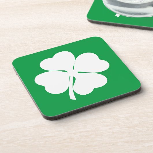 Dessous-de-verre Shamrock blanc à 4 feuilles (Côté gauche)