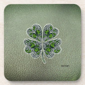 Dessous-de-verre Shamrock Colover  St.Patrick`s Day Green Leather  (Devant)