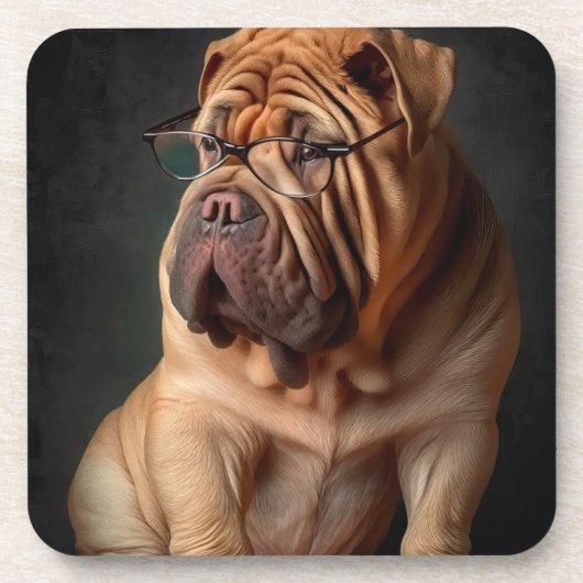 Dessous-de-verre Shar Pei Chien intelligent avec conception de livr (Devant)