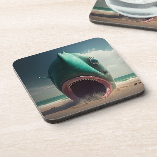 Dessous-de-verre Shark sculpture on the beach (Côté gauche)