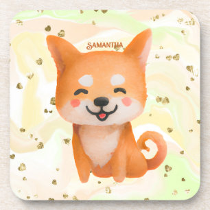 Dessous-de-verre Shiba Inu souriant mignon