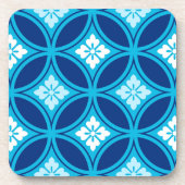 Dessous-de-verre Shippo avec Motif à Fleur, Deep Indigo Blue (Devant)