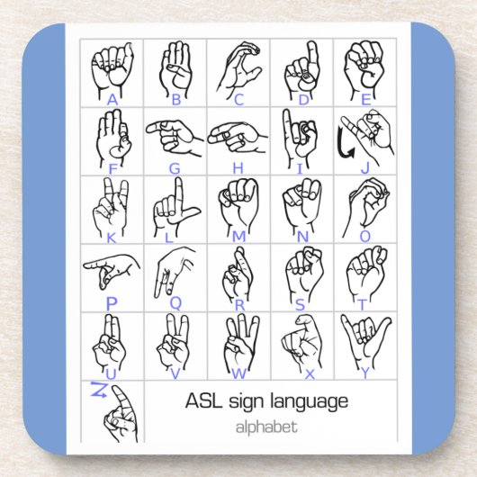 DESSOUS-DE-VERRE SIGN LANGUAGE ALPHABET COASTER (Devant)