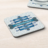 Dessous-de-verre Signe bleu fait sur commande de Chambre de plage (Côté gauche)