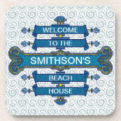 Dessous-de-verre Signe bleu fait sur commande de Chambre de plage (Devant)