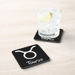 Dessous-de-verre Signe du zodiaque Taureau sur fond noir