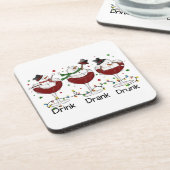 Dessous-de-verre Silencieux "Boire, Boire, Drunk" Snowman et vin (Côté gauche)