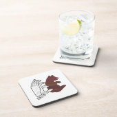 Dessous-de-verre Silhouette à la main Cube d'ours Brown (Côté Droit)