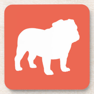Dessous-de-verre Silhouette de Bulldog anglais rouge et blanc
