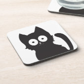 Dessous-de-verre Silhouette de chatte en noir et blanc (Côté gauche)