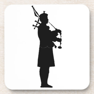 Dessous-de-verre Silhouette de joueur de cornemuse écossais
