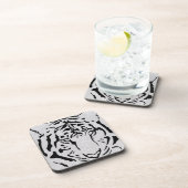 Dessous-de-verre Silhouette de tigre noir et blanc (Côté Droit)