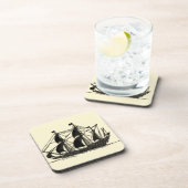 Dessous-de-verre Silhouette du navire avec voiles de billage (Côté Droit)