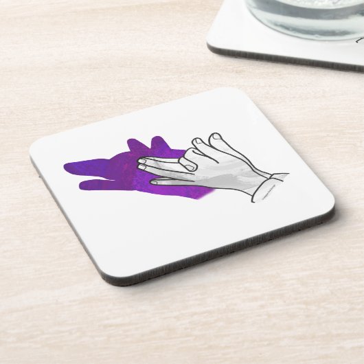 Dessous-de-verre Silhouette main Wolf pourpre (Côté gauche)