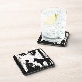 Dessous-de-verre Silhouette Noire Rouge Hood Wolf Woods (Côté Droit)