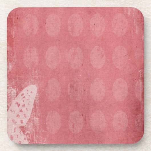 Dessous-de-verre Silhouette Papillon sur Grunge Rose (Devant)
