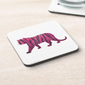 Dessous-de-verre Silhouette rose chaud et tigre noir (Côté gauche)