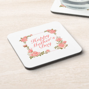Dessous-de-verre Simple Happy Mother's Day Floral Frame Coaster