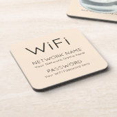 Dessous-de-verre Simple WiFi Information noir typographique Cream (Côté gauche)