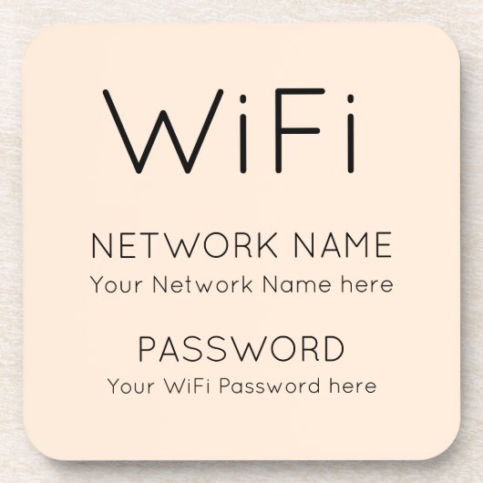 Dessous-de-verre Simple WiFi Information noir typographique Cream (Devant)