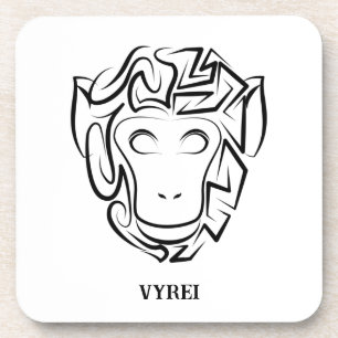 Dessous-de-verre Singe tribal noir et blanc