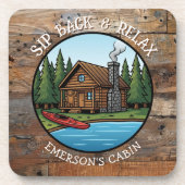 Dessous-de-verre Sip Back and Relax Log Cabin Personalized (Devant)