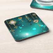 Dessous-de-verre Skeleton Keys on Green Background (Côté gauche)