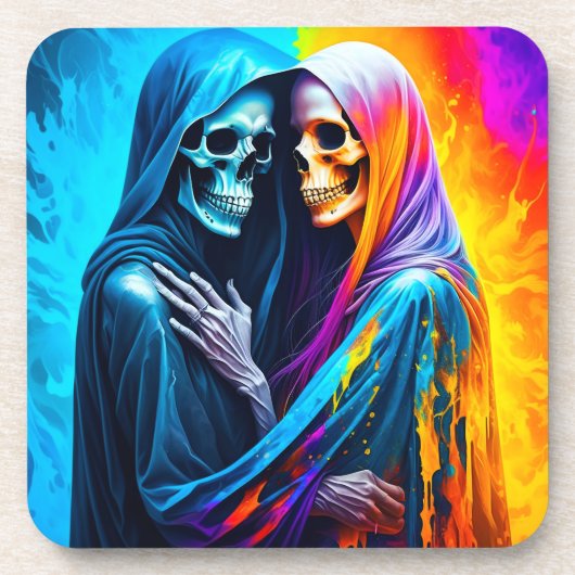 Dessous-de-verre Skeletons enveloppés dans un arc-en-ciel (Devant)