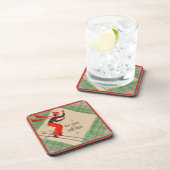 Dessous-de-verre skieur de Noël des années 1950 (Côté Droit)