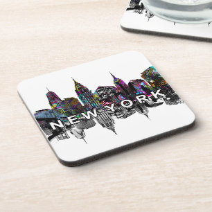Dessous-de-verre Skyline New York en graffiti Beverage Coaster