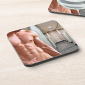 Dessous-de-verre SlipperyJoe cheminée homme musclé six pack abs (Côté gauche)