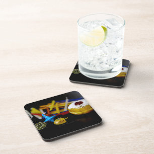 Dessous-de-verre SlipperyJoe nature morte symbolique de Hanukkah fê