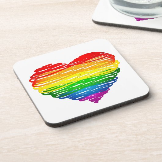 Dessous-de-verre SlipperyJoe's Pride Heart Scribbles forme de coeur (Côté gauche)