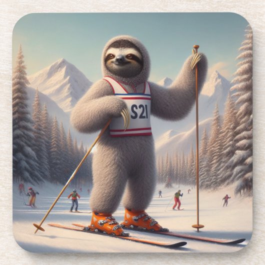 Dessous-de-verre Sloth Skiing (Devant)