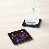 Dessous-de-verre Smile Sparkle Shine Black Inspiration Citation (Côté Droit)
