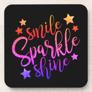Dessous-de-verre Smile Sparkle Shine Black Inspiration Citation