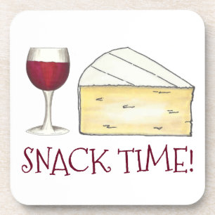 Dessous-de-verre Snack Time ! Vin Rouge Verre Brie Fromage Foodie C