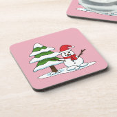 Dessous-de-verre Snowman avec Snowman Pine Tree (Côté gauche)