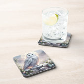 Dessous-de-verre Snowy Owl in Moonlit Winter Garden (Côté Droit)