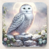 Dessous-de-verre Snowy Owl in Moonlit Winter Garden (Devant)