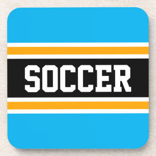 Dessous-de-verre SOCCER Bleu ciel bleu jaune noir rayures de course