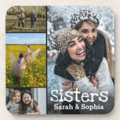 Dessous-de-verre Soeurs personnalisées modernes 4 Collage photo (Devant)