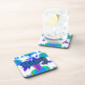 Dessous-de-verre Soft Cyan Blue Flower Art : A Baby's Touch. (Côté Droit)