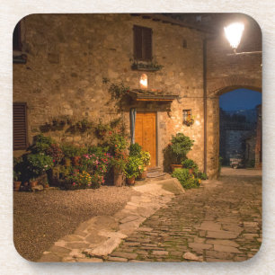 Dessous-de-verre Soirée dans l'ancienne ville à flanc de colline